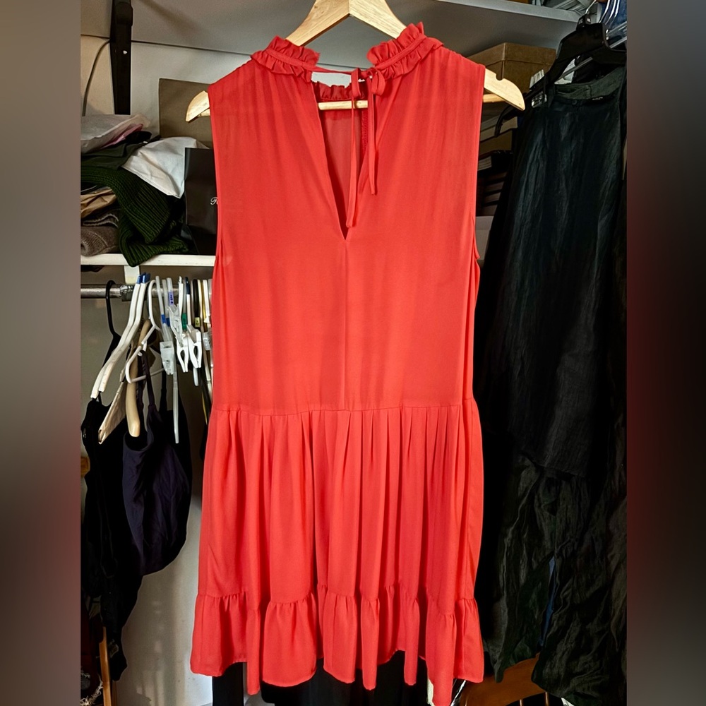 Anthropologie Sunday Best Chiffon Eyelet Dress in Poppy Red - Size Medium - Picture 2 of 9